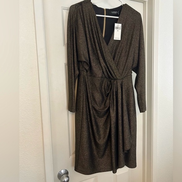 NWT RALPH LAUREN GOLD METALLIC SHEATH DRESS SIZE 10 - Picture 4 of 5